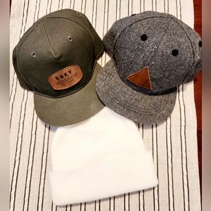 Infant boys flat bill hats and beanie bundle